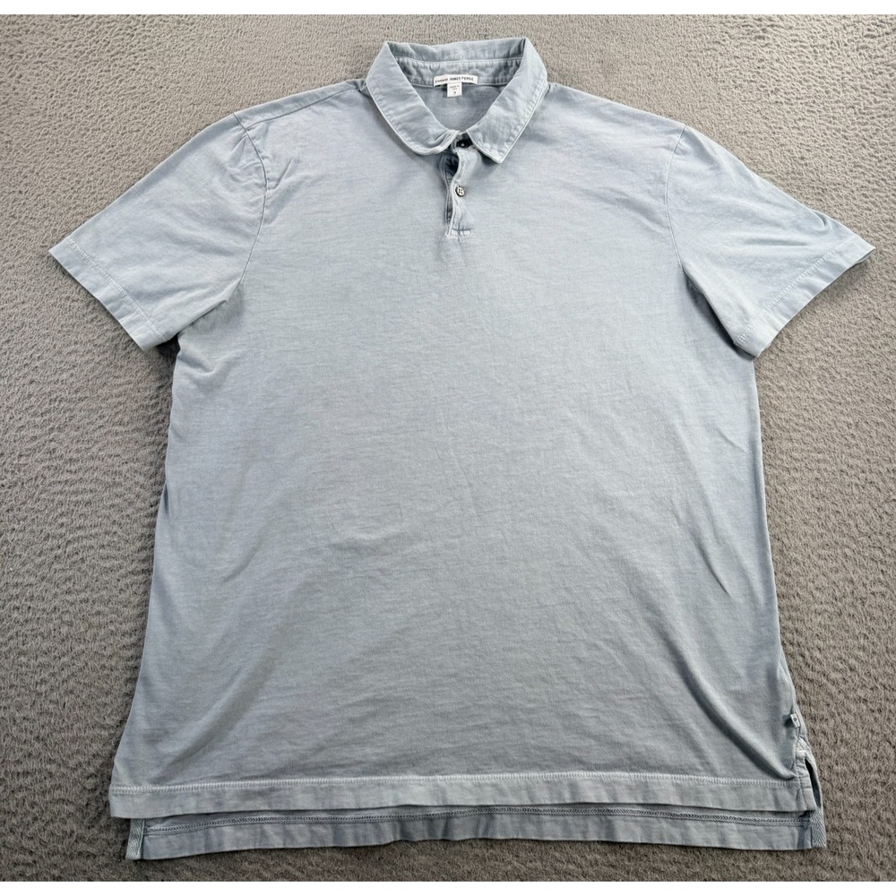 Standard James Perse Polo Shirt Men Size 3 Cloud Blue Supima Cotton Made in USA
